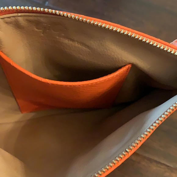 GiGi New York Orange Leather Clutch Like NEW! - Picture 7 of 7